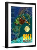 Brundage Mountain, Idaho - Timelapse Skier-Lantern Press-Framed Art Print