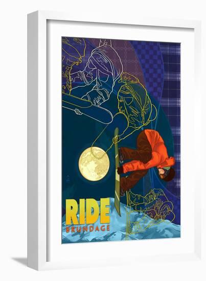 Brundage Mountain, Idaho - Timelapse Snowboarder-Lantern Press-Framed Art Print