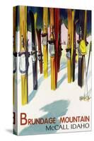 Brundage Mountain - McCall, Idaho - Colorful Skis Lantern Press Poster-Lantern Press-Stretched Canvas