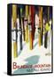 Brundage Mountain - McCall, Idaho - Colorful Skis Lantern Press Poster-Lantern Press-Framed Stretched Canvas