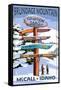 Brundage Mountain, McCall, Idaho - Ski Destination Signpost-Lantern Press-Framed Stretched Canvas