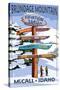 Brundage Mountain, McCall, Idaho - Ski Destination Signpost-Lantern Press-Stretched Canvas