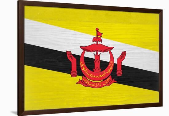 Brunei Flag Design with Wood Patterning - Flags of the World Series-Philippe Hugonnard-Framed Art Print