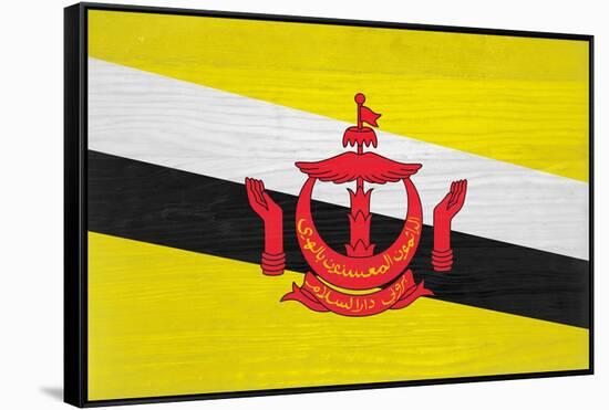 Brunei Flag Design with Wood Patterning - Flags of the World Series-Philippe Hugonnard-Framed Stretched Canvas