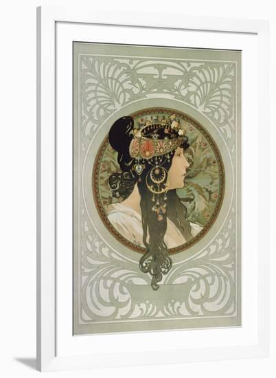 Brunette, 1897-Alphonse Mucha-Framed Giclee Print