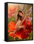 Brunette Girl Elf with  is Sitting on a Flower Poppy-Lilun-Framed Stretched Canvas