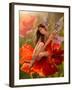 Brunette Girl Elf with  is Sitting on a Flower Poppy-Lilun-Framed Photographic Print