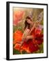 Brunette Girl Elf with  is Sitting on a Flower Poppy-Lilun-Framed Photographic Print