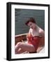 Brunette in Boat-Charles Woof-Framed Photographic Print