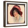 Brunette in Bonnet - Citrus Crate Label-Lantern Press-Framed Art Print