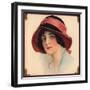 Brunette in Bonnet - Citrus Crate Label-Lantern Press-Framed Art Print