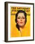 "Brunette," Saturday Evening Post Cover, May 25, 1935-Earle Bergey-Framed Giclee Print