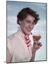 Brunette with Beer-Charles Woof-Mounted Photographic Print