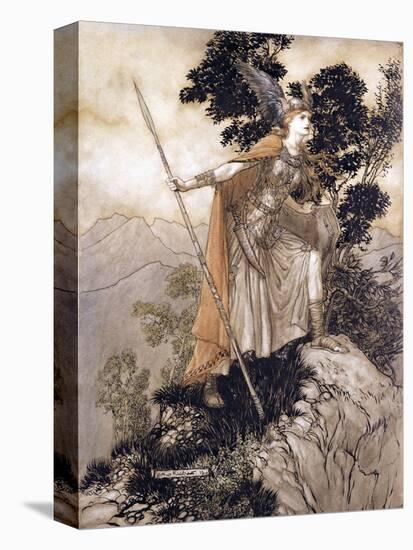 Brunhilde, Illustration from 'The Rhinegold and the Valkyrie' by Richard Wagner, 1910-Arthur Rackham-Stretched Canvas