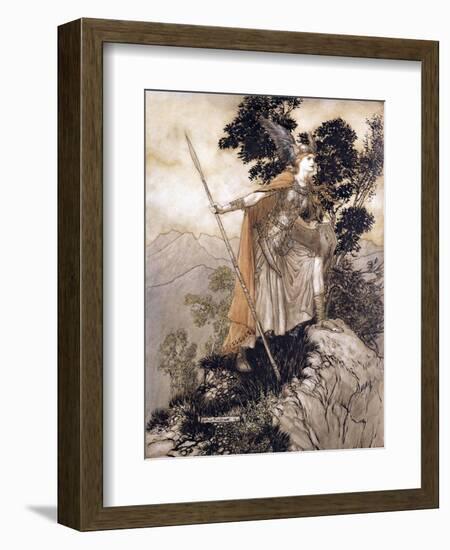 Brunhilde, Illustration from 'The Rhinegold and the Valkyrie' by Richard Wagner, 1910-Arthur Rackham-Framed Giclee Print