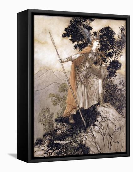 Brunhilde, Illustration from 'The Rhinegold and the Valkyrie' by Richard Wagner, 1910-Arthur Rackham-Framed Stretched Canvas