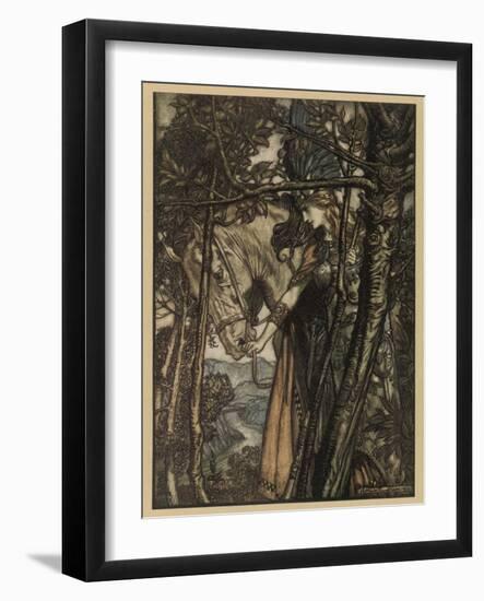 Brunnhilde and Horse-Arthur Rackham-Framed Photographic Print