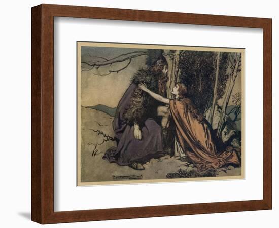 Brunnhilde and Wotan-Arthur Rackham-Framed Art Print