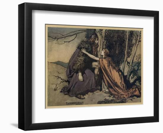 Brunnhilde and Wotan-Arthur Rackham-Framed Art Print