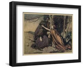Brunnhilde and Wotan-Arthur Rackham-Framed Art Print
