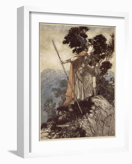 Brunnhilde, from 'The Rhinegold and the Valkyrie', 1910-Arthur Rackham-Framed Giclee Print