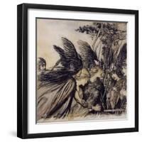 Brunnhilde Implores the Valkyries, Illustration from 'The Rhinegold and the Valkyrie'-Arthur Rackham-Framed Giclee Print