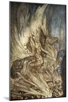 Brunnhilde on Grane leaps on to the funeral pyre of Siegfried', 1924-Arthur Rackham-Mounted Giclee Print