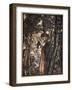 Brunnhilde silently leads horse down path to cave, illustration, 'The Rhinegold and the Valkyrie'-Arthur Rackham-Framed Giclee Print