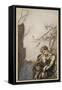 Brunnhilde throws herself into Siegfried's arms, illustration 'Siegfried and the Twilight of Gods'-Arthur Rackham-Framed Stretched Canvas