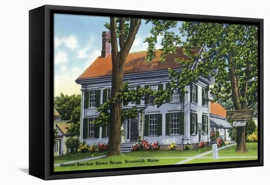 Brunswick, Maine - Exterior View of the Harriet Beecher Stowe House-Lantern Press-Framed Stretched Canvas