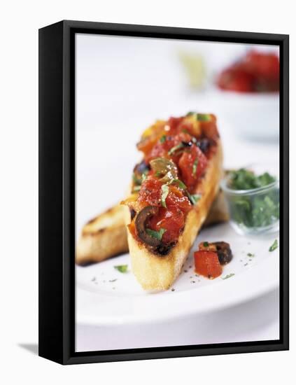 Bruschetta with Tomatoes and Olives-Ian Garlick-Framed Stretched Canvas