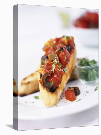 Bruschetta with Tomatoes and Olives-Ian Garlick-Stretched Canvas
