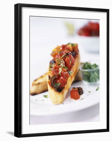 Bruschetta with Tomatoes and Olives-Ian Garlick-Framed Photographic Print