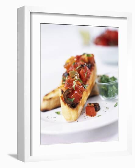 Bruschetta with Tomatoes and Olives-Ian Garlick-Framed Photographic Print