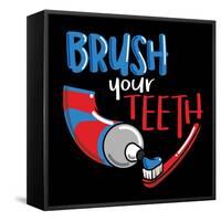 Brush Your Teeth-Jace Grey-Framed Stretched Canvas