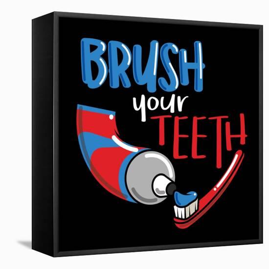 Brush Your Teeth-Jace Grey-Framed Stretched Canvas