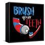 Brush Your Teeth-Jace Grey-Framed Stretched Canvas