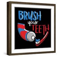 Brush Your Teeth-Jace Grey-Framed Art Print