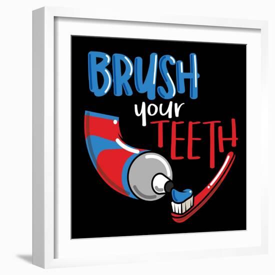 Brush Your Teeth-Jace Grey-Framed Art Print