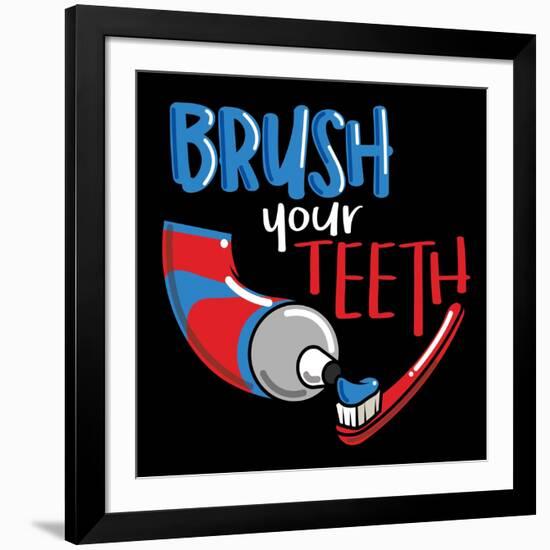 Brush Your Teeth-Jace Grey-Framed Art Print