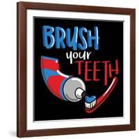 Brush Your Teeth-Jace Grey-Framed Art Print