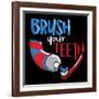 Brush Your Teeth-Jace Grey-Framed Art Print