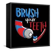 Brush Your Teeth-Jace Grey-Framed Stretched Canvas