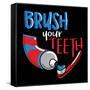 Brush Your Teeth-Jace Grey-Framed Stretched Canvas