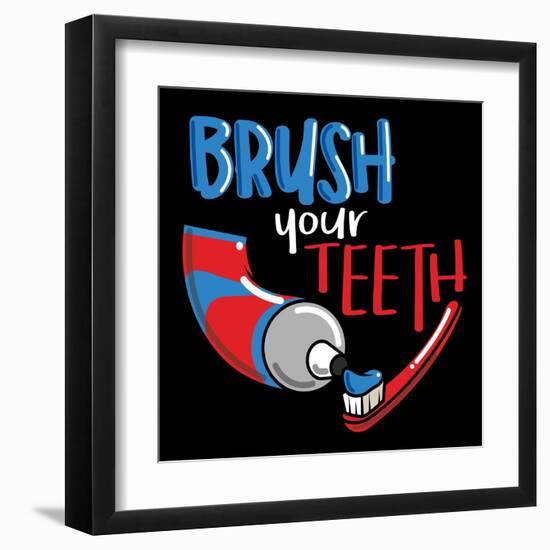 Brush Your Teeth-Jace Grey-Framed Art Print