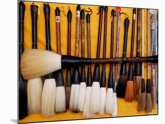 Brushes at a Chinese Street Market, China-Bruce Behnke-Mounted Photographic Print