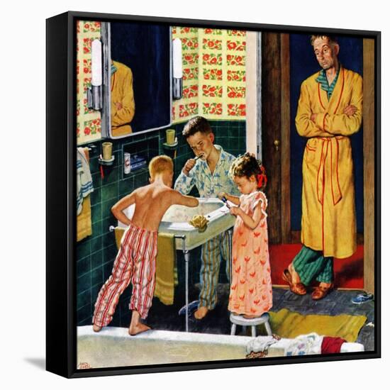 "Brushing Their Teeth", January 29, 1955-Amos Sewell-Framed Stretched Canvas