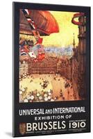 Brussels, Belgium - Lebaudy Airship with World Flags at Expo-Lantern Press-Mounted Art Print