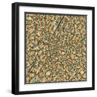 Brussels Map-Jazzberry Blue-Framed Art Print