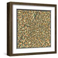 Brussels Map-Jazzberry Blue-Framed Art Print